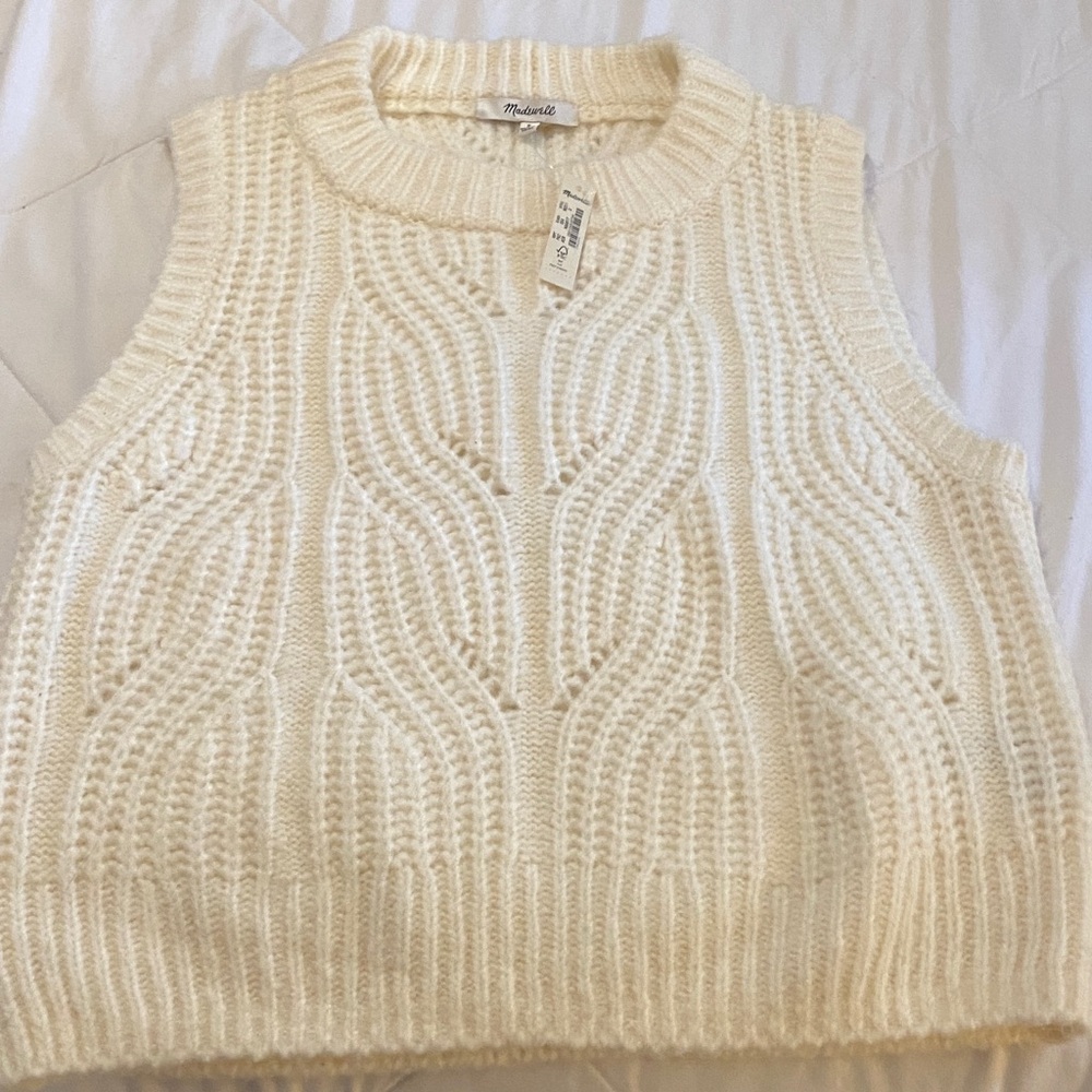 Madewell Ivory Knit Sweater Vest